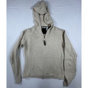 Maurices Angora Blend Zip Hoodie Sweater Beige Cream Knit Hooded Jacket M